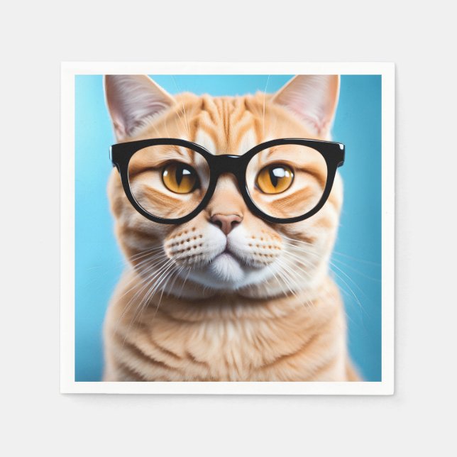 Ginger Cat Wearing Glasses Pappersservett (Framsidan)