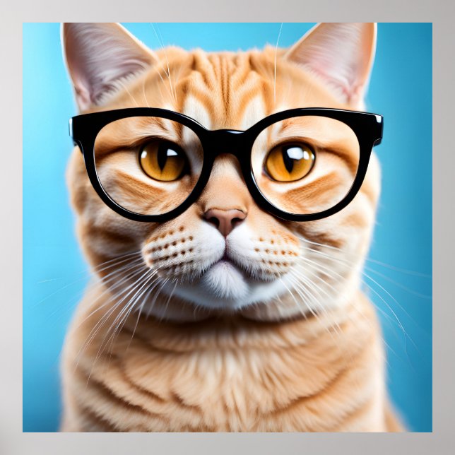 Ginger Cat Wearing Glasses Poster (Framsidan)