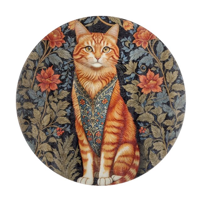 Ginger Cat William Morris Inspired Blommigt (Framsidan)