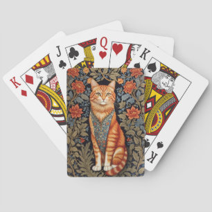 Ginger Cat William Morris Inspired Blommigt Casinokort