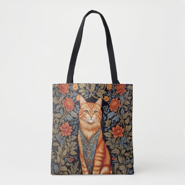 Ginger Cat William Morris Inspired Blommigt Tygkasse (Framsida)