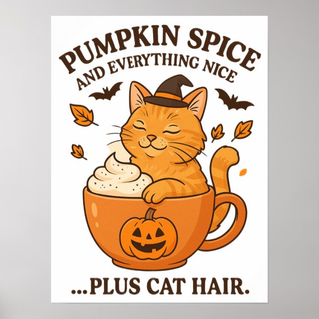 Ginger Cat Witch - Cute Halloween-design med Pump Poster (Framsidan)