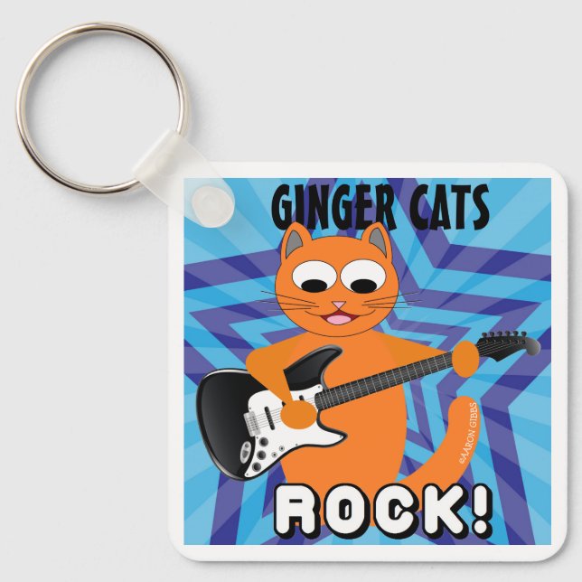 Ginger Cats Sten! Guitar Cat Nyckelring (Framsida)