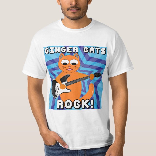 Ginger Cats Sten! Guitar Cat T Shirt (Framsida)