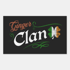 Ginger Clan St Patrick's Day Irländsk Rödhårig Vin Rektangulärt Klistermärke