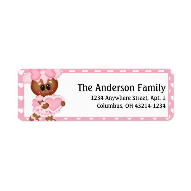 Ginger Cookie Valentines Adressetiketter d4 Returadress Etikett (Framsidan)