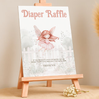 Ginger Fairy Baby Shower Diaper Raffle Bord Sign Poster