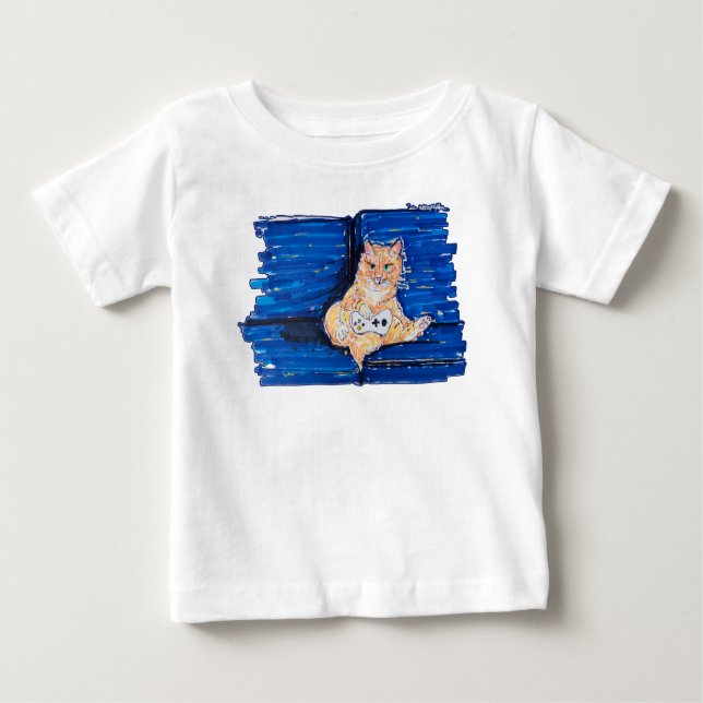 Ginger Gamer Cat T Shirt (Framsida)