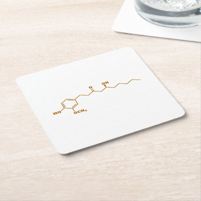 Ginger Gingerol Molecule Chemical Formula Underlägg Papper Kvadrat (Vinklad)