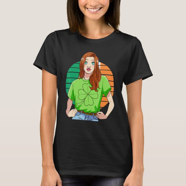 Ginger Girl Leprechaun St patricks day C Löv T Shirt (Framsida)