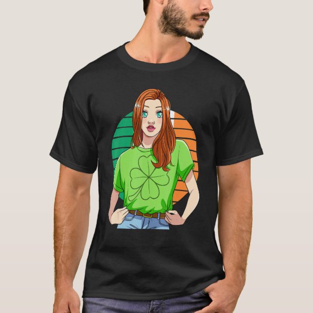 Ginger Girl Leprechaun St patricks day C Löv T Shirt (Framsida)
