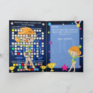 Ginger Girls Gymnastics Secret Message Birthday Kort