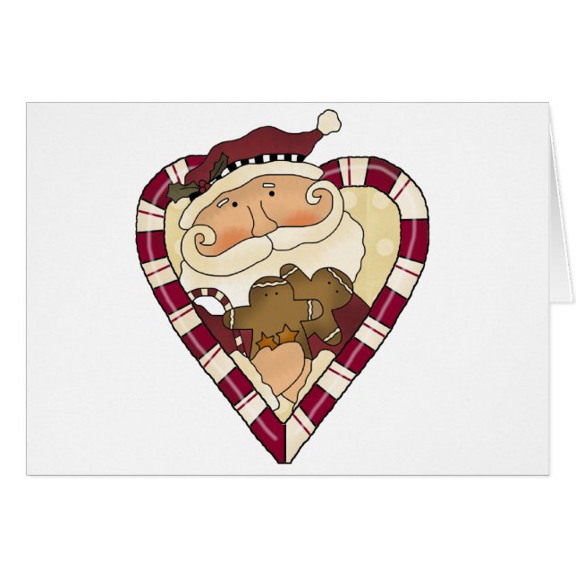 Ginger Heart Santa T-shirts och Gifts Hälsningskort (Framsidan Horizontal)