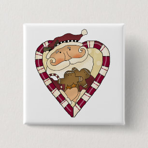 Ginger Heart Santa T-shirts och Gifts Knapp