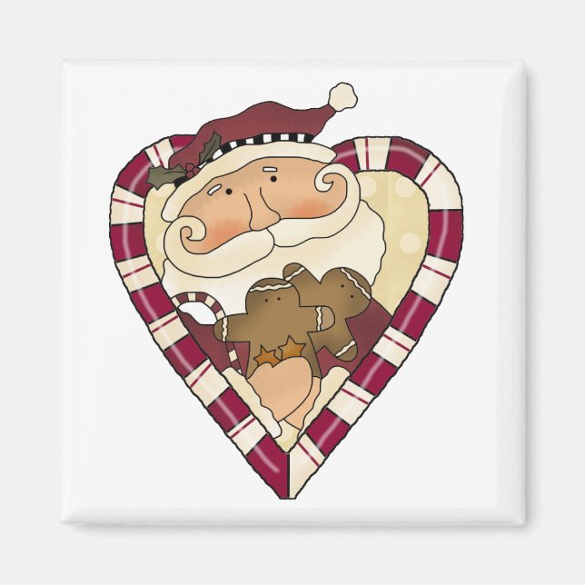 Ginger Heart Santa T-shirts och Gifts Magnet (Framsidan)