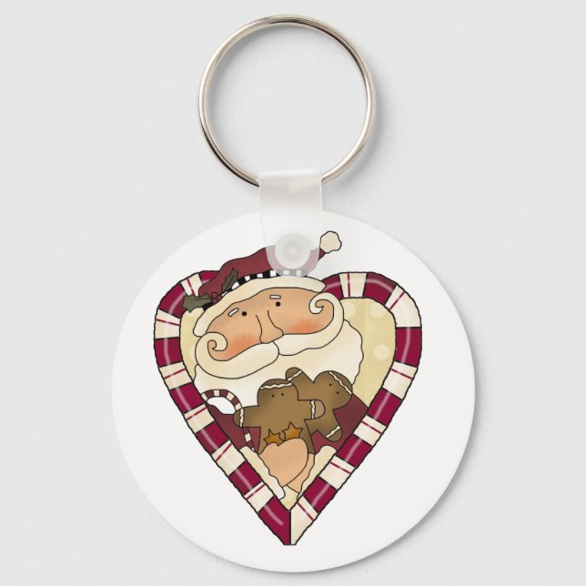 Ginger Heart Santa T-shirts och Gifts Nyckelring (Framsida)