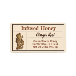 Ginger Infused honey Burk Goldenrod Product Adressetikett