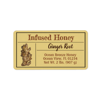 Ginger Infused honey Light Amber Burk Adressetikett