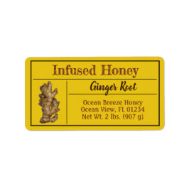 Ginger Infused Honung Burk Produkt Adressetikett