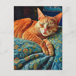 Ginger-katt för avföring vykort