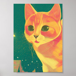 Ginger-kattillustration perspektivbild kattunge poster
