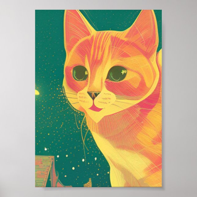 Ginger-kattillustration perspektivbild kattunge poster (Framsidan)