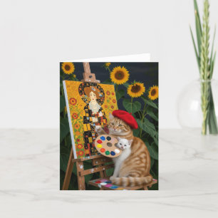 Ginger Kattunge Artist Painting Klimt Garden Tack Kort
