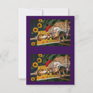 Ginger Kattunge Artist Painting Klimt Garden Tack Kort