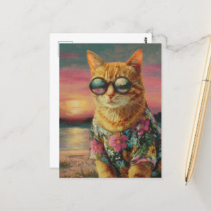 Ginger Kattunge i solglasögon Vykort