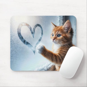 Ginger Kattunge med frostiskt fönsterhjärta Musmatta