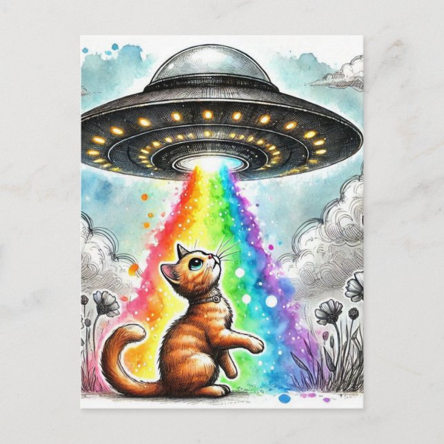 Ginger Kattunge och UFO Vykort (Framsida)