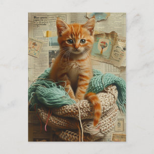 Ginger Kittel Garn Collage Blandad Media Vykort