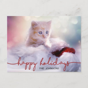 Ginger Kitten Cat Santa Hat jul Helg Vykort