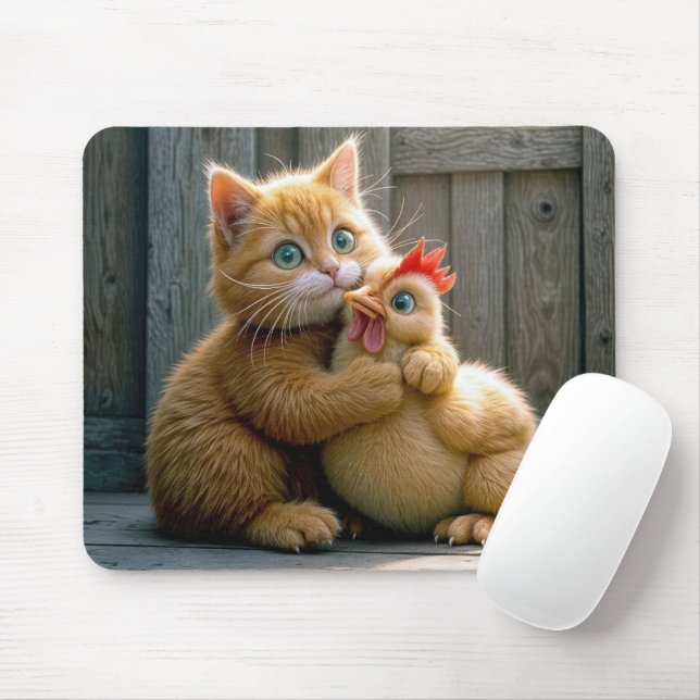 Ginger Kitten Hugger a Chicken Musmatta (Med mus)