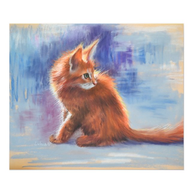 Ginger Kitten i Pastel Light Fototryck (Framsidan)