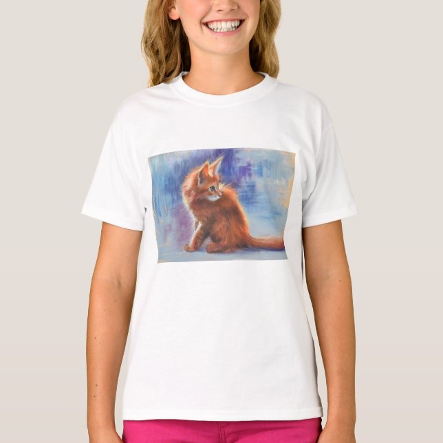 Ginger Kitten i Pastel Light T Shirt (Framsida)