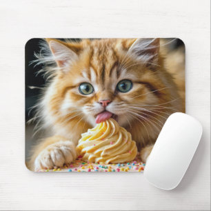 Ginger Kitten med att Slicka en födelsedagskummel Musmatta