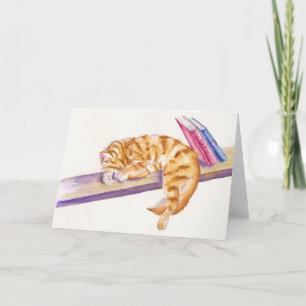 Ginger Kitten med bokar Hälsning-kort Kort