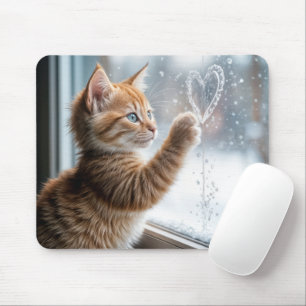 Ginger Kitten med fönsterhjärta Musmatta
