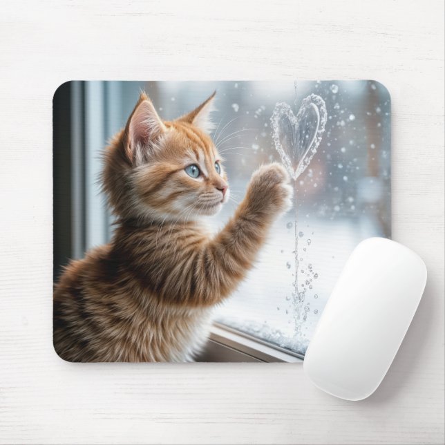 Ginger Kitten med fönsterhjärta Musmatta (Med mus)