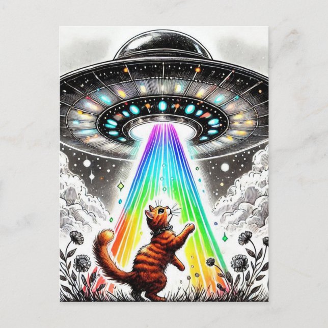 Ginger Kitty och UFO Vykort (Framsida)