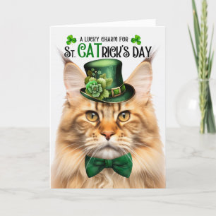Ginger Maine Coon St CATricks Day Lucky Charm Helgkort