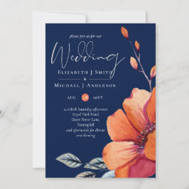 Ginger Navy Blue Autumn Fall Wedding Inbjudningsko