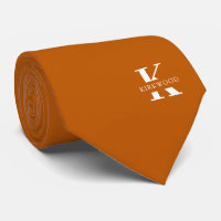Ginger Orange Elegant Monogram + Namn | Ensidig
