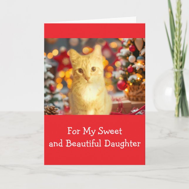 Ginger, Orange, "For Daughter" Christmas  Helgkort (Framsida)