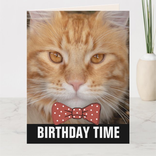 GINGER RED CAT bowtie FÖDELSEDAGSKORT Kort (Framsida)