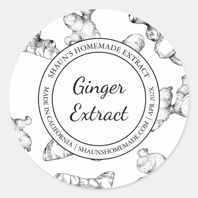 Ginger Root Extract Sketch Modern etikett (Framsida)