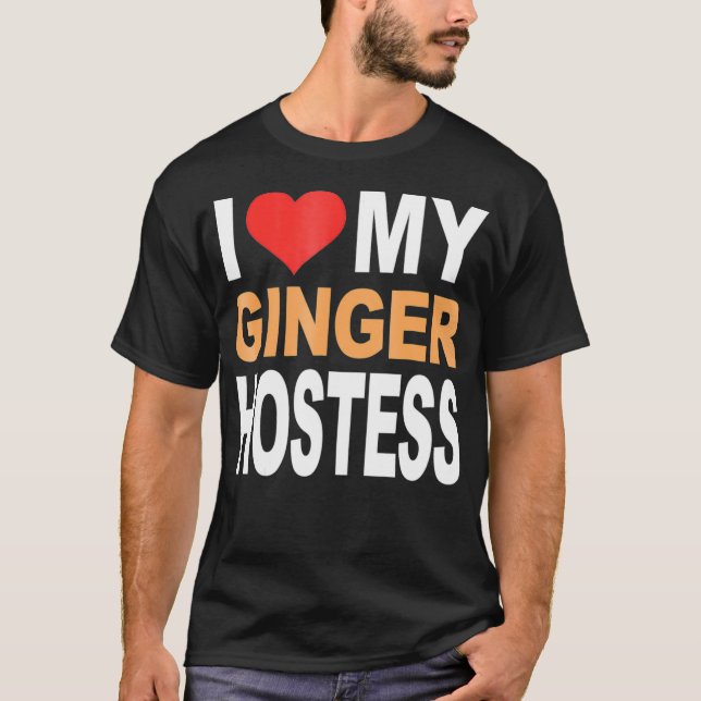 Ginger Shirt- I Kärlek My Ginger Värdinna Rödhårig T Shirt (Framsida)