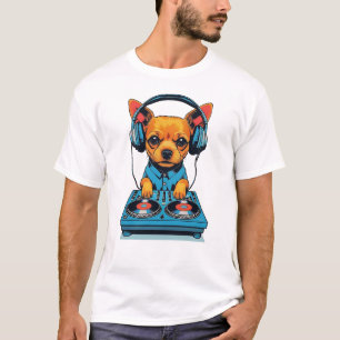 Ginger Small Hund DJing med hörlurar T Shirt