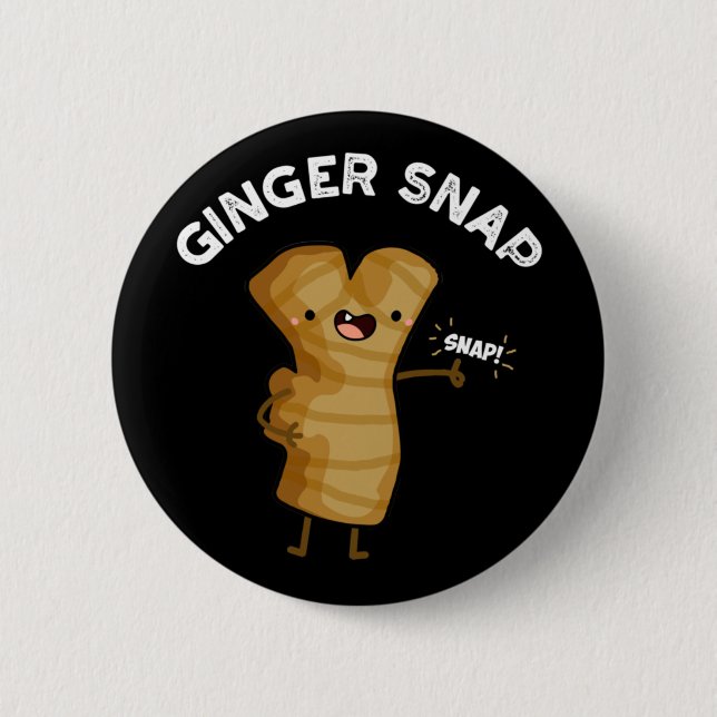 Ginger Snap Funny Food Herb Spice Pun Mörk BG Knapp (Framsida)